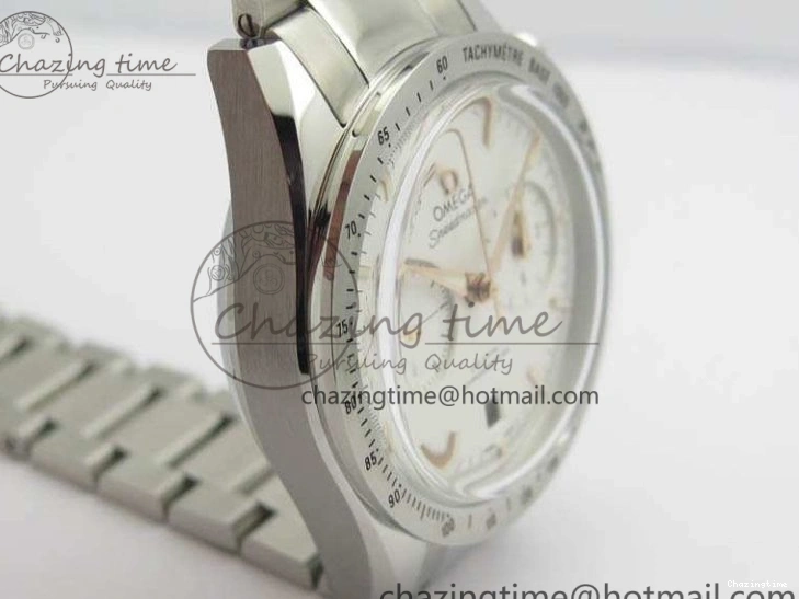 0718 Speedmaster ’57 Co-Axial OMF 1:1 Best Edition White Dial RG Markers On SS Bracelet A Elegant 8144